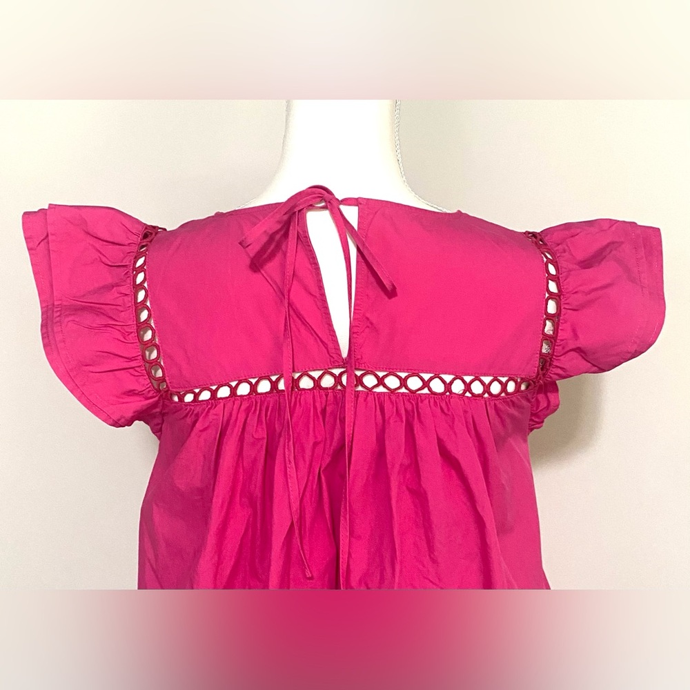 La Ven Womens XS Solid Pink Flutter Sleeve Dress Preppy Feminine Cottagecore - Picture 9 of 15